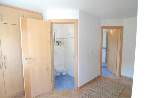 a bathroom with a toilet in a room at Ferienwohnung Stöckl in Leogang
