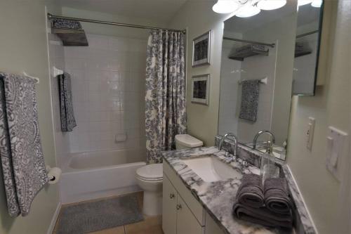 a bathroom with a sink and a tub and a toilet at Florinda 3bdr/2bth 2car garage with New Pool in Sarasota