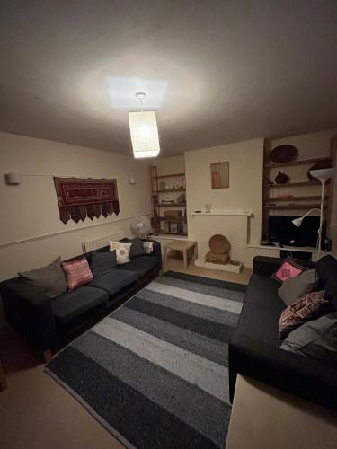 a living room with two couches and a rug at A taste of Camberwell & Dulwich! in London