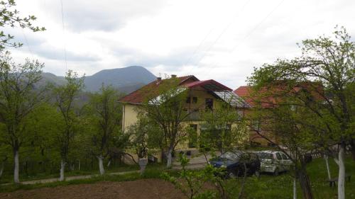a house with cars parked in front of it at Guest house Pribojska Banja in Pribojska Banja