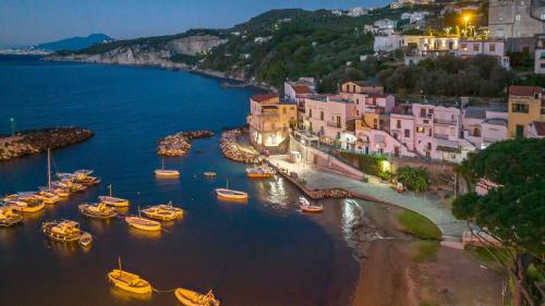 a group of boats in the water in a harbor at Relais del mare con terrazza fronte mare free parking in Massa Lubrense