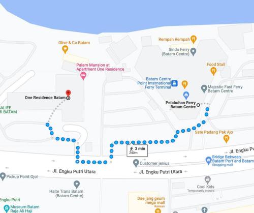 a map of the subway in dublin with stops at One Residence Apartment 2BR near Ferry Terminal in Batam Center