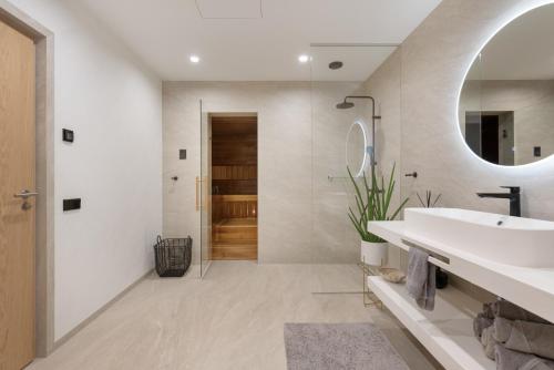 Koupelna v ubytování Sauna Apartment Tamula