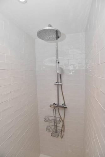 a shower with a shower head in a bathroom at L'Atelier Appartement au cœur du vignoble in Rognes