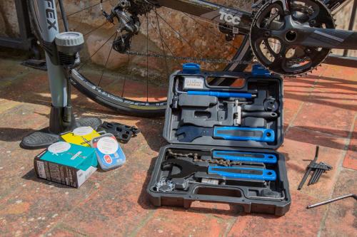 a tool box with a bike parked next to it at Podere Le Volpaie - Arancia in Montecatini Val di Cecina