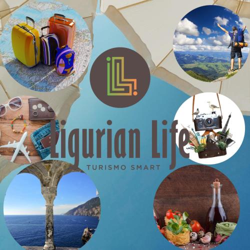 a collage of photos with a sign that reads la iguana life at U Ciousu by Ligurian Life APPARTAMENTI IN AGRITURISMO in Vallebona