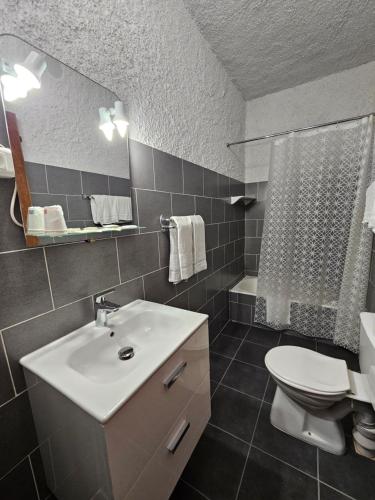 a bathroom with a sink and a toilet and a shower at Le Marina in Porto Ota