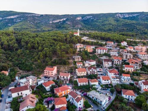 an aerial view of a small town with houses at Apartments St Rialto in Jelsa