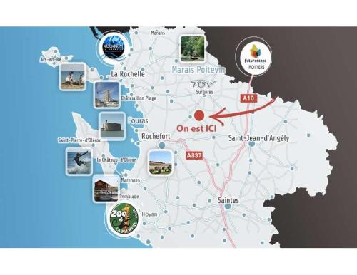 eine Karte von Irland mit Sehenswürdigkeiten und Attraktionen in der Unterkunft Mobil-home Camping 3 étoiles in Genouillé