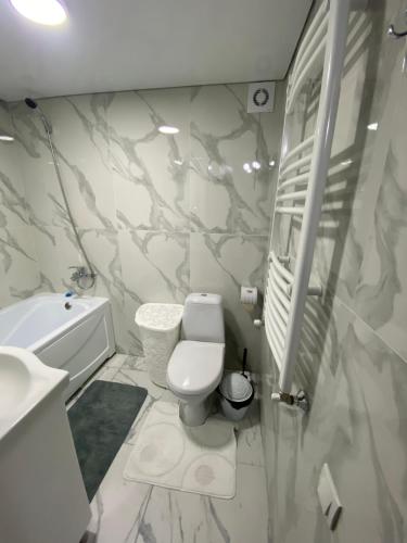 a bathroom with a toilet and a sink at Apartamets rent Edinet-аренда квартир единец in Edineţ