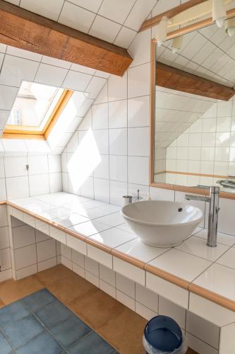 a bathroom with a sink and a mirror at Josette in Asquins
