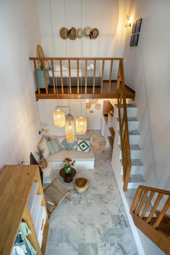 an overhead view of a room with a staircase at Grand Bleu Anastazia in Porto Heli