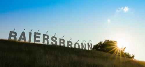 a large sign on top of a grassy hill at RECHTMURG 27 in Baiersbronn