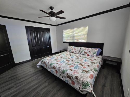 a bedroom with a bed and a ceiling fan at Beautiful Clearwater home! in Clearwater
