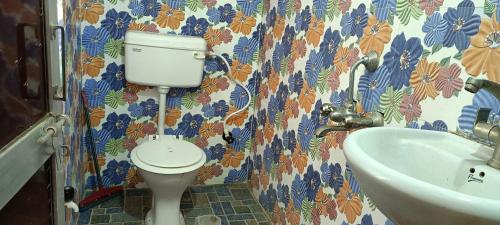un baño con inodoro y lavabo en MONIKA MANSION Bodhgaya, en Bodh Gaya