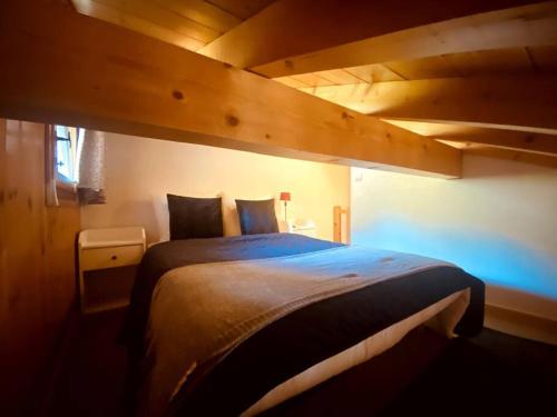 a bedroom with a large bed in a room at Appartement cosy dans Samoens in Samoëns