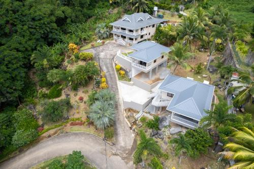 an aerial view of a house with a driveway at OCEAN VISTA in Au Cap