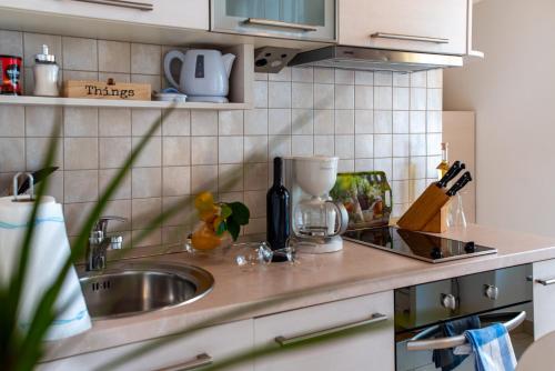 a kitchen with a sink and a counter top at Apartment Ivo in Dubrovnik