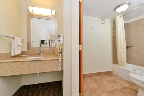 een badkamer met een wastafel en een spiegel bij Charleston Eagle Inn in Charleston
