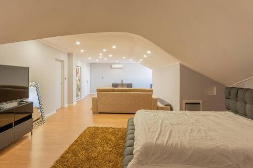馬亞的住宿－Solar dos Alexandres，一间大卧室,配有一张床和一张沙发