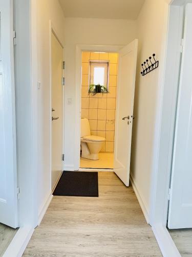 a bathroom with a toilet and a window at aday - Greenway 2 bedrooms apartment in Frederikshavn