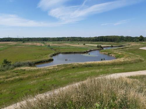 a river in the middle of a field at Modern holiday home in Bazel with garden in Bazel