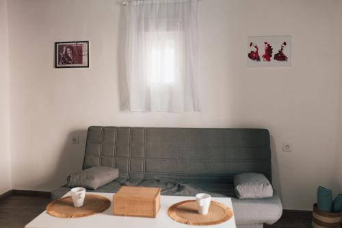 sala de estar con sofá y mesa en Apartamento "Aires de Jerez" - Centro, en Jerez de la Frontera