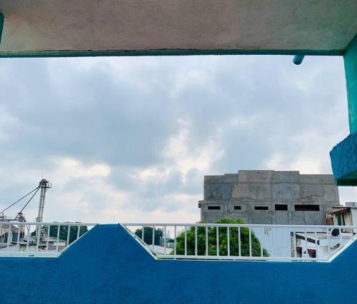 a view from the top of a blue ramp at Apartment for 8, near to the beache and downtown in Cartagena de Indias