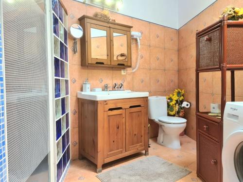 La salle de bains est pourvue d'un lavabo et de toilettes. dans l'établissement Sagittarius Home, à Arico Viejo