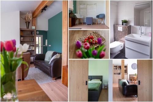 un collage de diferentes fotos de una sala de estar en Logies-Spier en Spier
