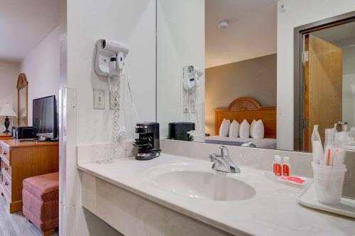 a bathroom with a sink in a hotel room at Econo Lodge Livingston Gateway to Yellowstone in Livingston