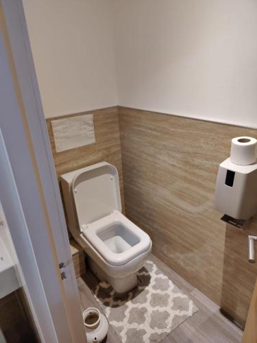 a bathroom with a toilet and a roll of toilet paper at Room for rent in Aberdeen