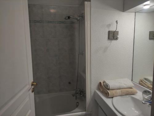 une salle de bain avec douche et lavabo dans l'établissement LE PALAZZIO, à Cannes