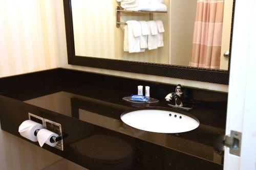 a bathroom with a sink and a mirror at Fairfield Inn Topeka in Topeka