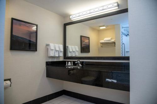 a bathroom with a sink and a large mirror at Fairfield Inn & Suites Lewisburg in Lewisburg