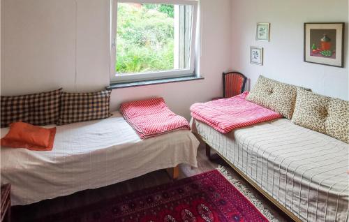 uma sala de estar com duas camas e uma janela em 4 Bedroom Awesome Home In Vittsj em Vittsjö