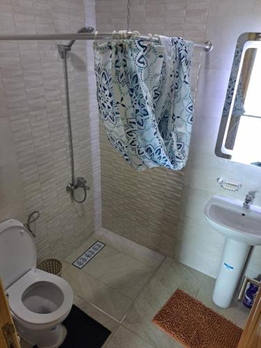 a bathroom with a toilet and a sink at Blue Horizon-Ghougine in Tangier