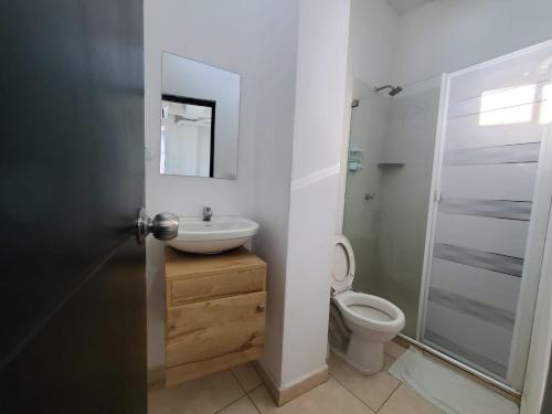 a bathroom with a sink and a toilet at SUITE GRANDE in Santa Marta