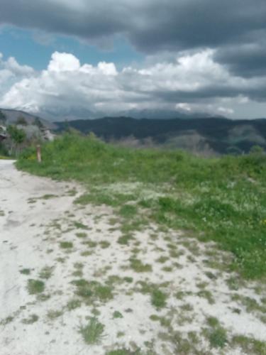 a dirt road with green grass on the side at Villa Anna 