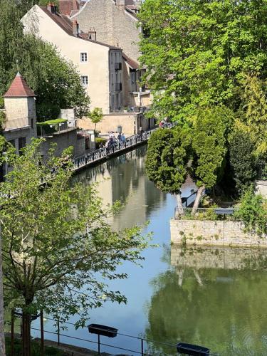 多勒的住宿－Détente et vue exceptionnelle à L'appart' de Charles，树木和建筑物的城市河流