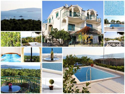 a collage of photos of a house and a pool at Apartment M in Seget Vranjica
