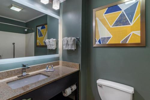 a bathroom with a sink and a mirror at Comfort Inn & Suites at Stone Mountain in Stone Mountain