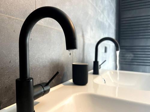 a kitchen sink with a faucet with water coming out at Van Gogh Duplex Eindhoven-Nuenen in Nuenen