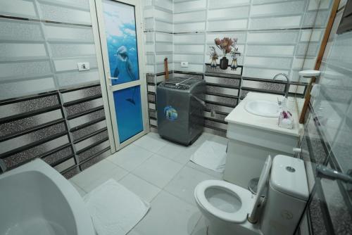 a bathroom with a toilet and a sink at Typique appartement avec vue sur la Mer Rouge in Quseir