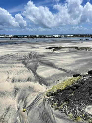 a beach filled with sand with a ball in it at Hale O Malu at Kaloli Point in Keaau