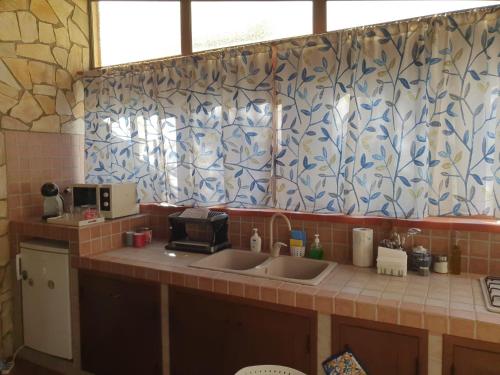 伊索拉德萊費姆米內的住宿－Casetta delle Mimose，厨房配有两个水槽和台面