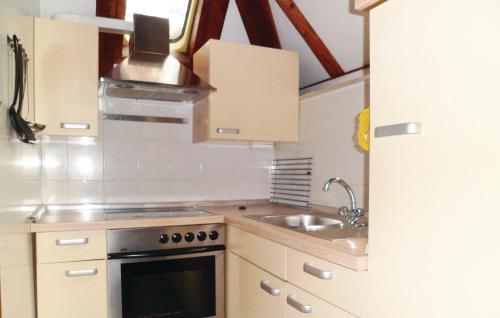 a kitchen with a stove and a sink at Ferienhaus 22 In Frankenau in Frankenau