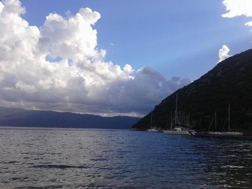 a large body of water with boats on it at Iriana Village Inn in Stavros