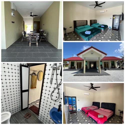 a collage of four pictures of a house at RAZAK GUEST HOUSE in Setiu