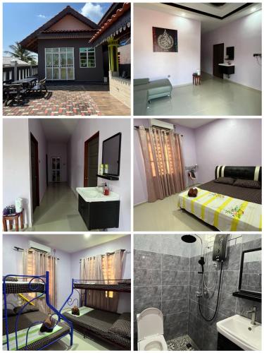 un collage de cuatro fotos de una casa en RAZAK GUEST HOUSE, en Setiu